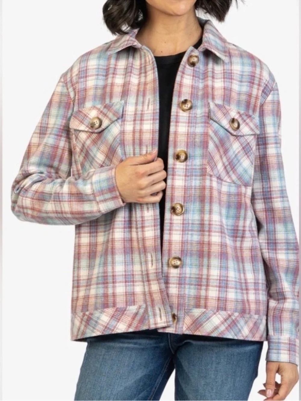 NWT Kut from the Kloth Magnolia Plaid Shacket - size XL